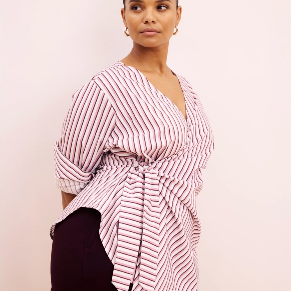 NEW! Universal Standard Pink and White Striped Button-Down Blouse - new with tag